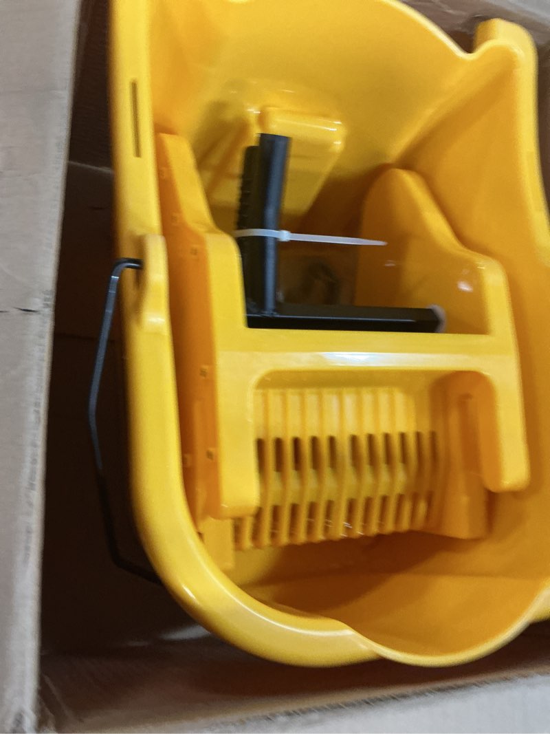 Condition photo showing New/Like New for Amazon Basics Rectangular Floor Cleaning Mop Bucket with Sturdy Down Press Wringer Combo, 35-Quart, Yellow
