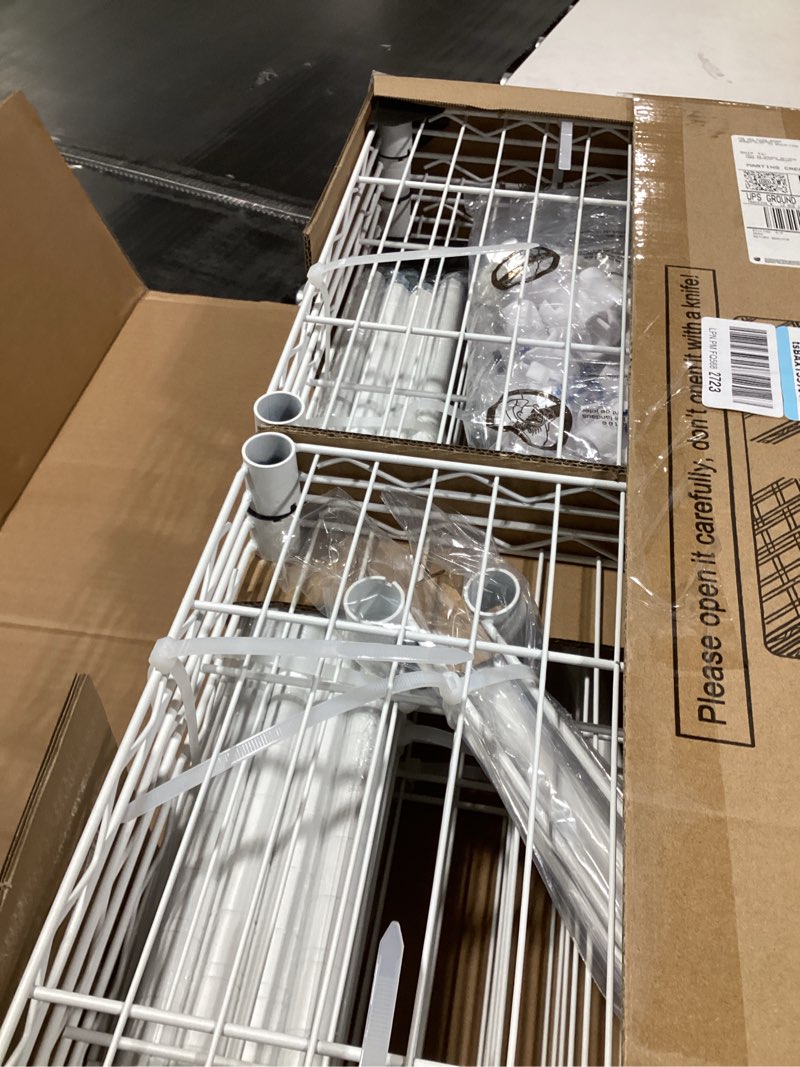 Condition photo showing New/Like New for Ulif E11 Heavy-Duty Garment Rack, Metal Freestanding Clothes Rack and Closet Storage Organizer System with 8 Shelves and 4 Hanger Rods, (73.2 - 97.6)"W x 14.5"D x 71.2"H, Load 1034 LBS, Black