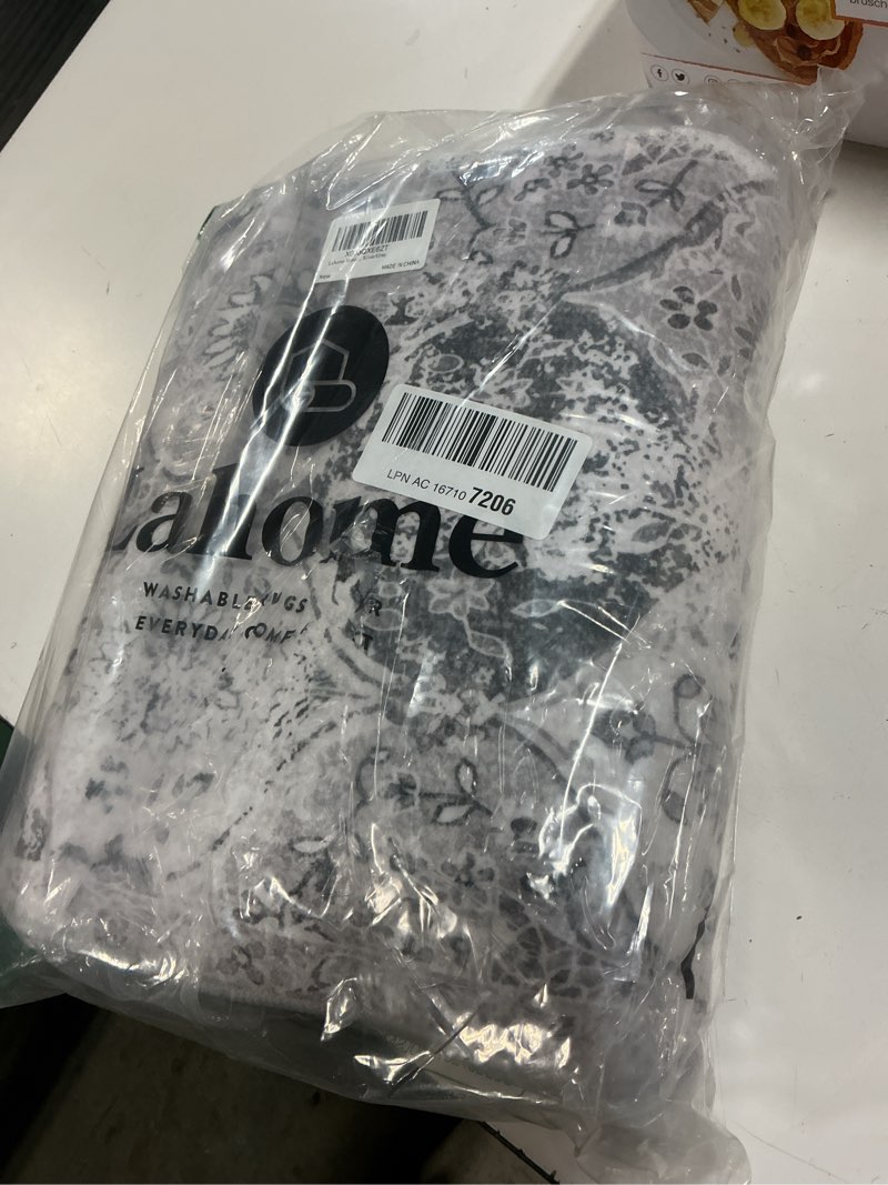 Condition photo showing New/Like New for lahome moroccan trellis washable runner rug, 2x6 kitchen runners for hallways 6 feet non slip, vintage laundry room rug ultra-thin carpet for bathroom bedroom entryway elise, silver/grey dusty grey/ivory 2' x 6' (runner)