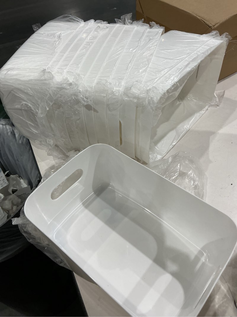 Condition photo showing Good Condition for 12 pack plastic storage bins and baskets, white storage containers for kitchen, bathroom, office, under sink organizer,