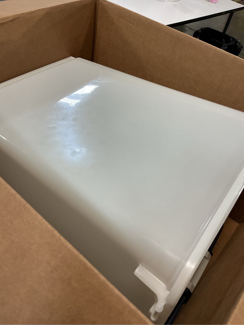 Condition photo showing As Is for iris usa dog food storage container, up to 54 pounds, attachable wheels, for dog cat bird and other pet food storage bin, keep fresh, easy mobility - made in usa, navy/pearl 54 lbs navy/pearl