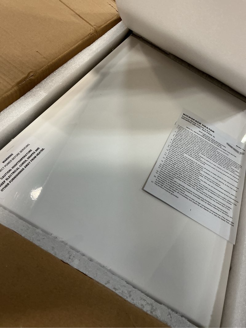 Condition photo showing Good Condition for 112 electric kickspace & toe kick heater with thermostat, 1500w 120v/240v dual-voltage, 150 sq.ft heating coverage at factory wired, for bedroom, cabinet & kickspaces