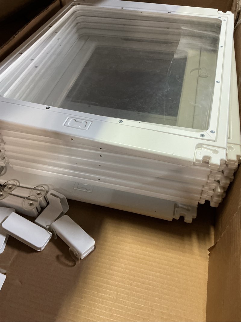 Condition photo showing As Is for Clear Acrylic Dog Playpen Indoor, Puppy Cat Small Pet Play Pen, Pet Cat Playpen for Rabbits, Dog Fence Crate Kennel Whelping Cage (White, 12 Panel) White 12 PCS