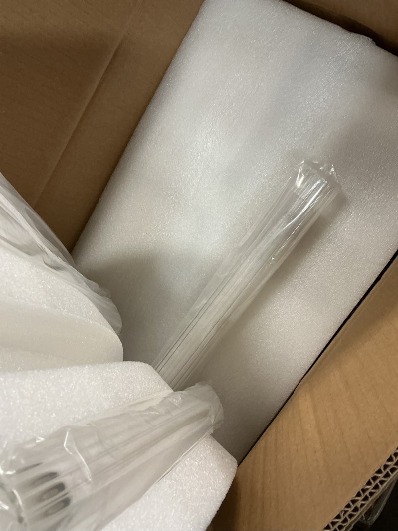 Condition photo showing Good Condition for farmhouse chandelier with glass tube, gold 12-lights modern chandeliers over table 54''rectangular luxurious large ceiling pendant lighting fixture for dining living room, foyer 2-brass l54''-br