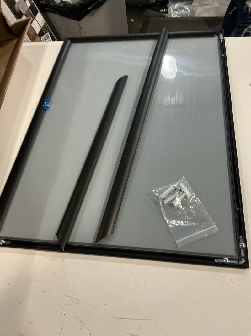 Condition photo showing As Is for innovart black aluminum snap frame for poster 16” x 24”, front load snap frame poster with pvc protective film for a2 size, metal picture frame wall mounting, easy open aluminum display profile 24"x16" black aluminum frame