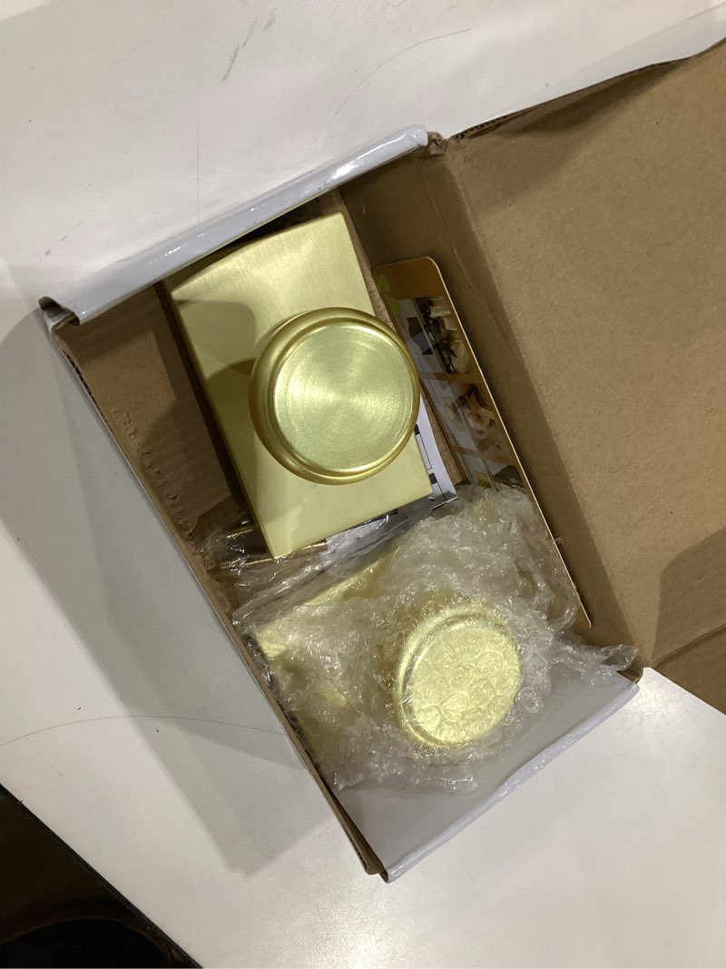 Condition photo showing Good Condition for Brushed Gold Interior Door Knobs, Satin Brass Pismo Door Knobs for Closet Dummy 2 PCS Brushed Gold