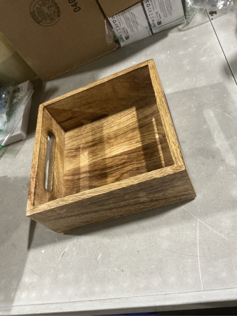 Condition photo showing Good Condition for samhita square burning finish mango wood napkin holder for restaurant decor kitchen bar accessories (7.5"x 7.5"x 2.75")