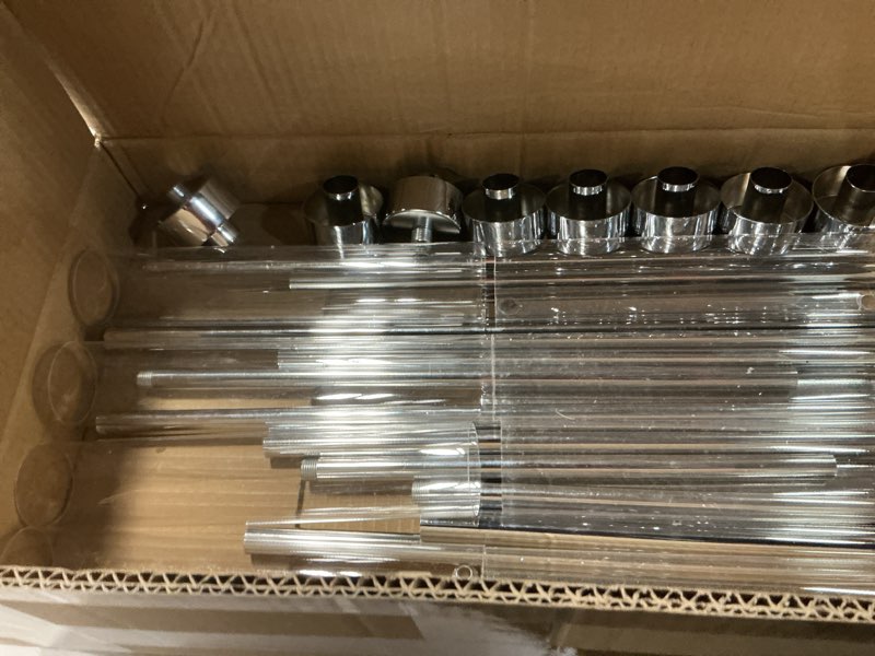 Condition photo showing As Is for Floor Candelabra Wedding Centerpiece, 45.3'' Tall Floor Candle Holder Set, 8-arm Silver Metal Candlestick Holders with Acrylic Shades, LED Taper Candle Holder Stand for Party Wedding Home Decor