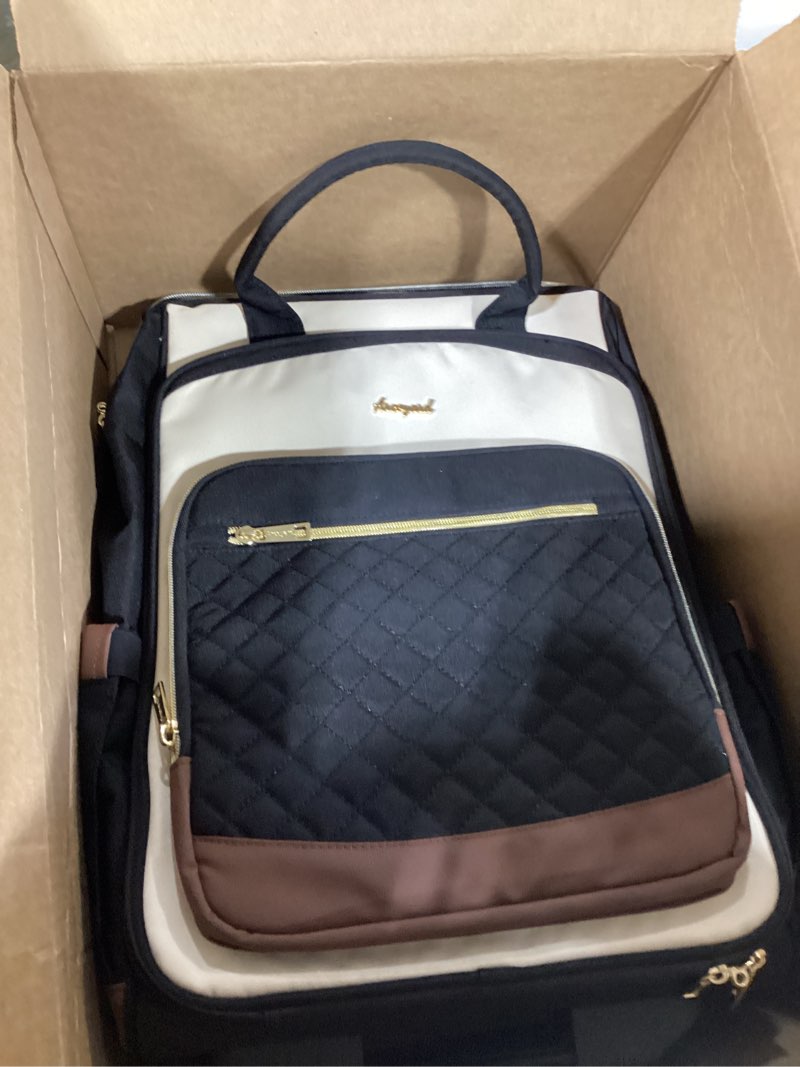 Condition photo showing As Is for rolling backpack for women, travel backpack with wheels, dual-opening wheeled laptop backpack, stylish rolling laptop bag, overnight underseat carry on luggage for college business work, beige brown