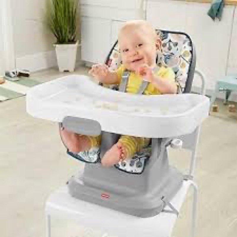 Fisher-Price SpaceSaver High Chair , portable infant-to-toddler dining chair and booster seat with easy clean up features
