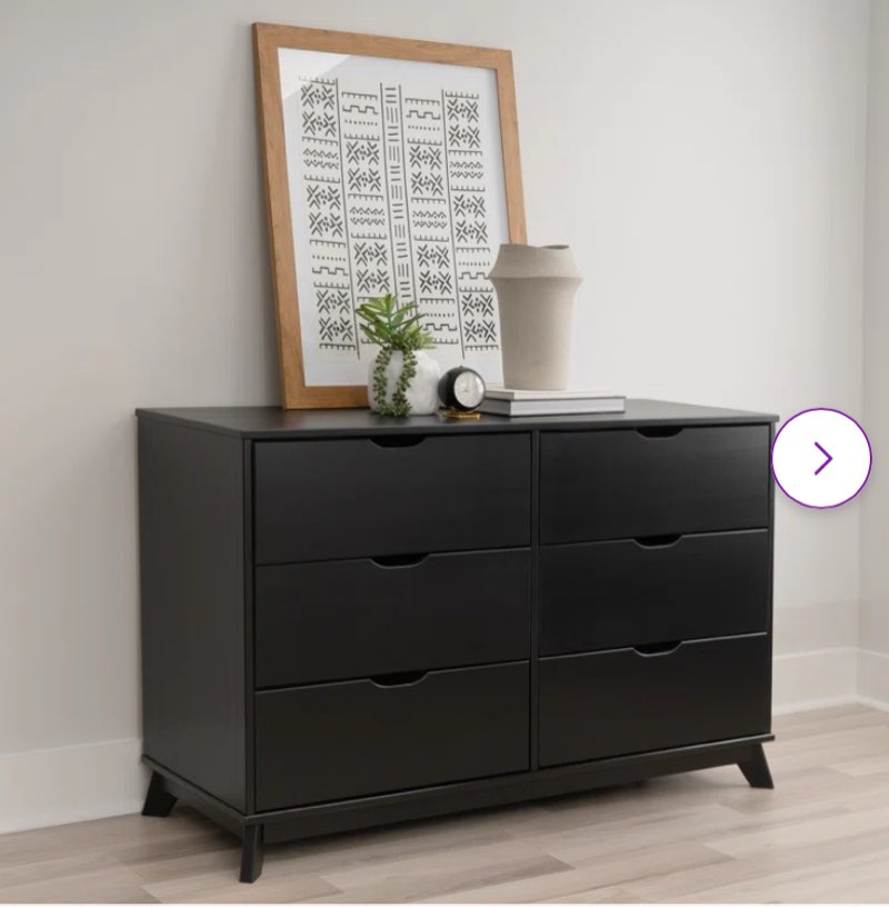 (incomplete) Marialana BLACK 6 DRAWER DRESSER CTN 2 DRWS
