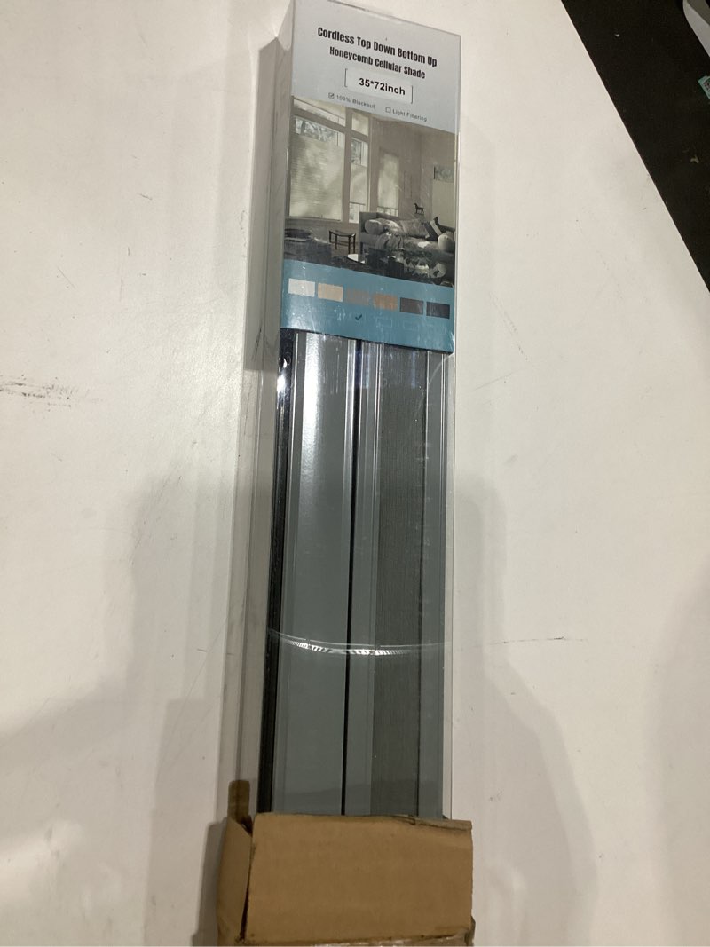 Condition photo showing Good Condition for changshade top down bottom up shades,blackout cellular shades cordless,top down bottom up cellular shades,honeycomb blinds for windows,cellular blinds cordless,35wide*72high,grey grey 35" w x 72" h