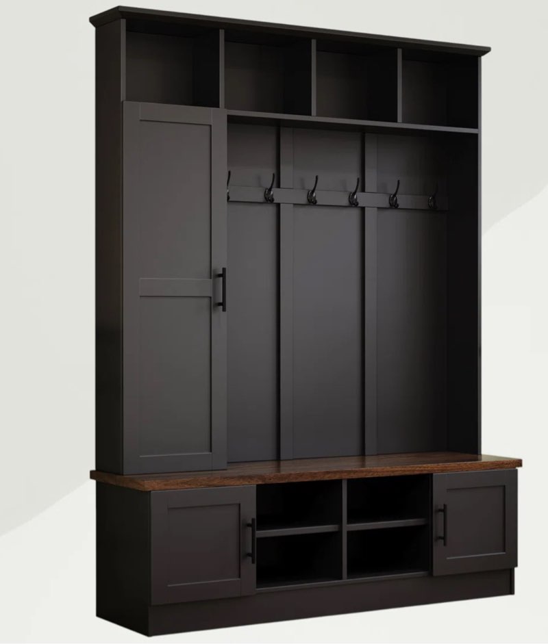 Product incomplete, 73.3\"H Hall Tree with Open Storage,3-in-1 Hall Tree with Bench