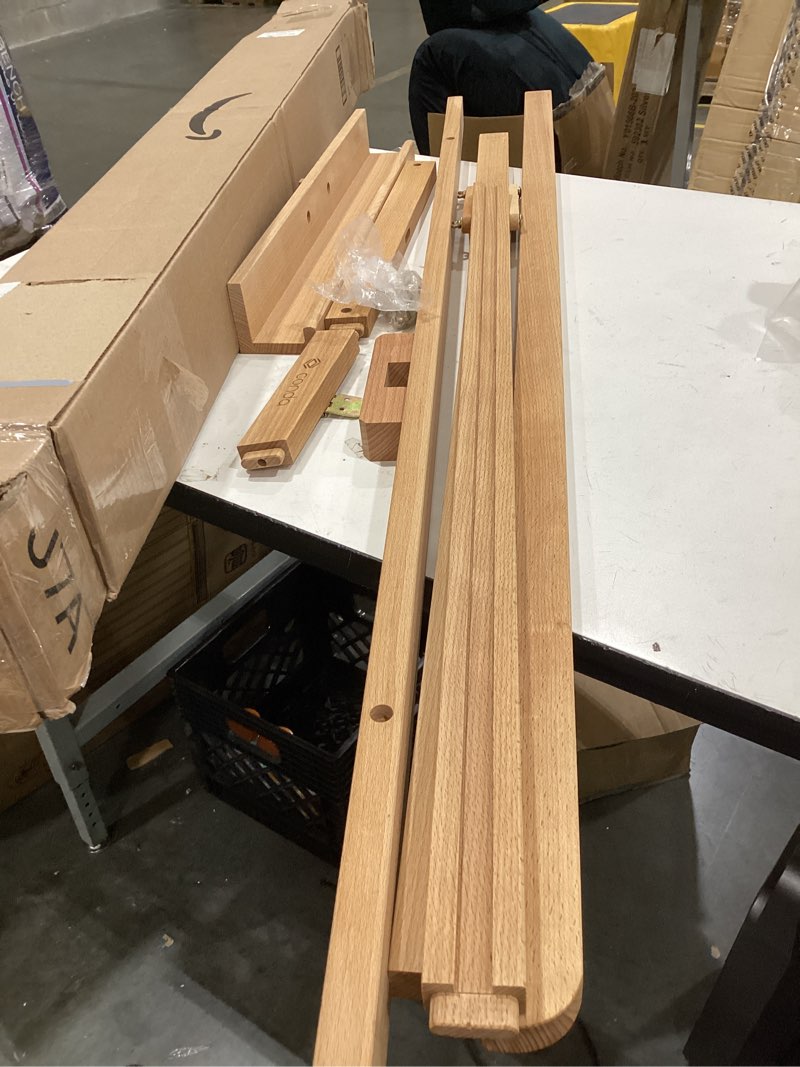Condition photo showing As Is for conda large h-frame easel with wheels, premium beech wood artist easel, adjustable & tilting, holds canvases up to 48", perfect for painting, drawing large easel