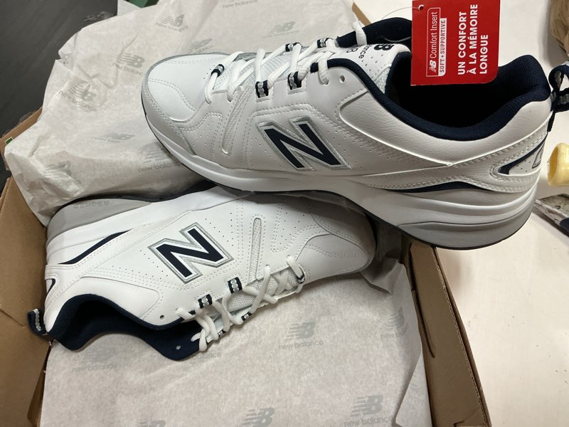 Condition photo showing New/Like New for new balance men's 608 v5 casual comfort cross trainer white/navy 10 wide