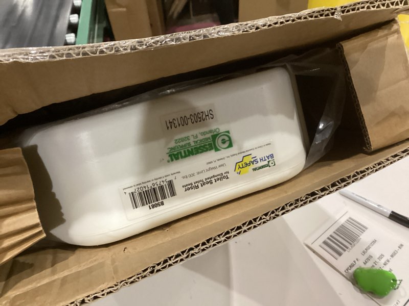 Condition photo showing Good Condition for Essential Medical Supply Toilet Seat Riser for Elongated Bowl with 3.5" Rise - 19 x 14 x 3.5 Inch, Elevating and Raising Toilet Seat for Seniors, Adults and The Elderly with 300lb Weight Capacity