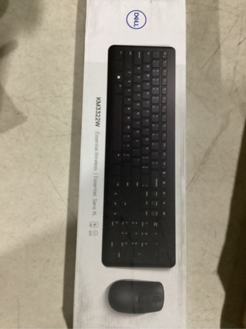 Condition photo showing New/Like New for Dell Keyboard and Mouse - KM3322W - US English - USB Plunger Wireless RF 2.40 GHz Keyboard - Black - USB Wireless RF Mouse - Optical - 1000 dpi - Scroll Wheel - Black - Multimedia, Mute, Volume Up, Vo Black KM3322W