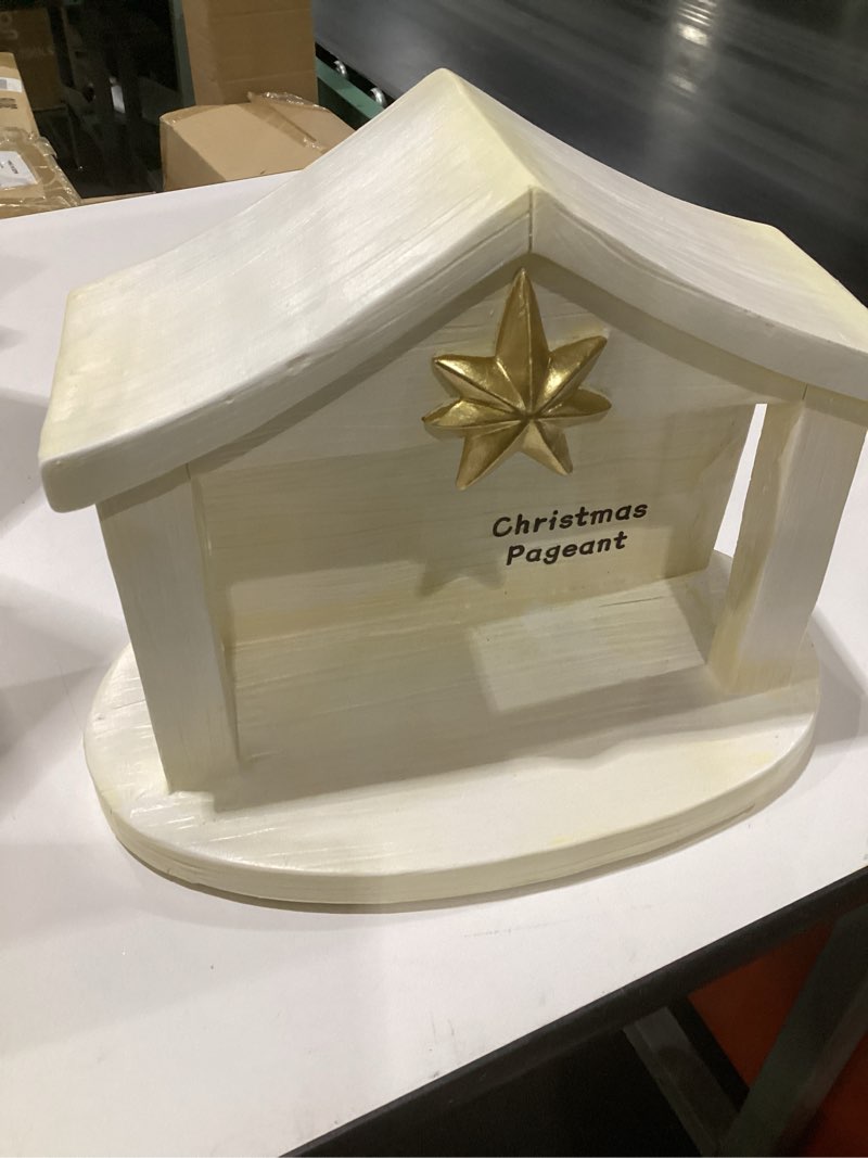 Condition photo showing Good Condition for hanaive 1 pcs nativity creche with star 12.8 x 9 x 9.5 inches resin christmas pageant manger blessing nativity creche for christmas decorations table centerpiece display indoor, ivory white