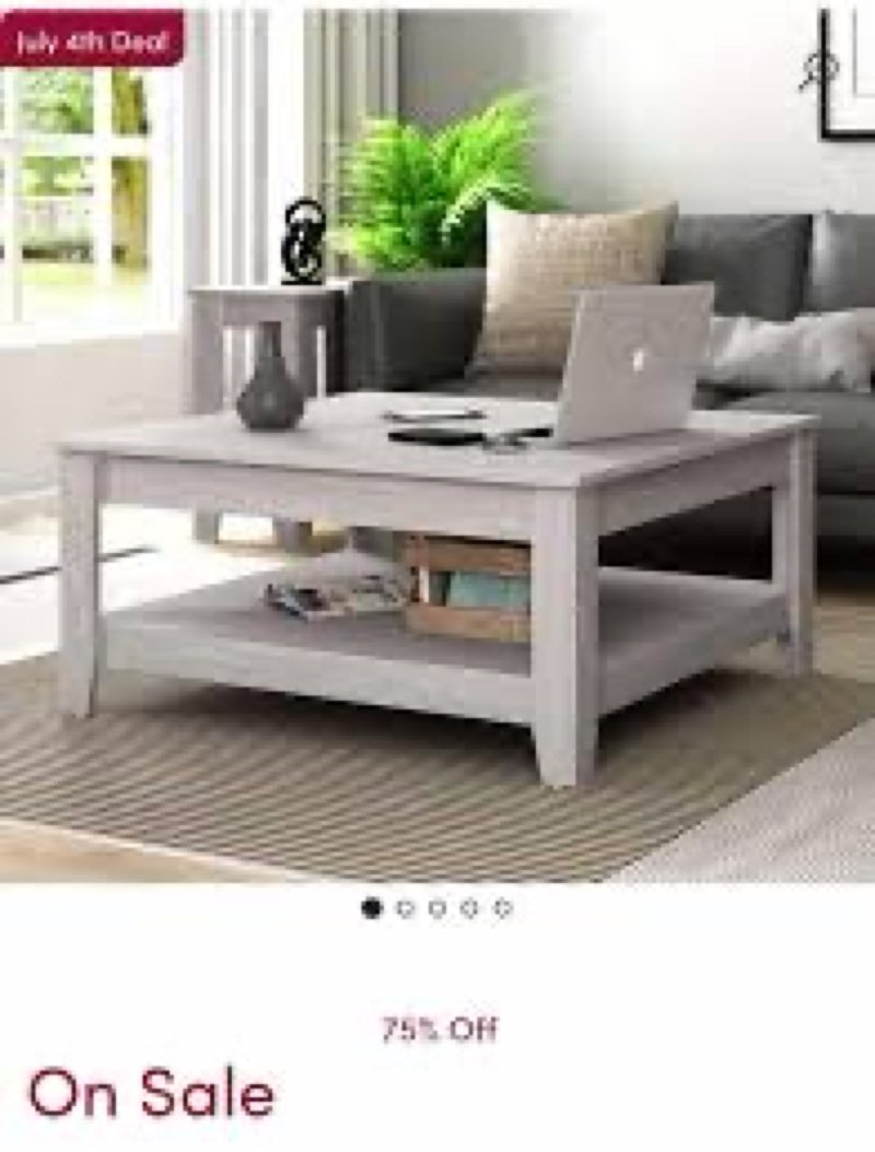 zara square coffee table with 2-tier storage shelves