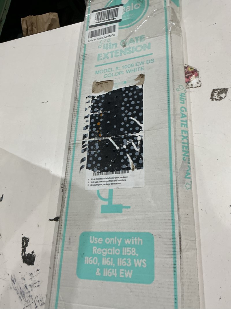 Condition photo showing As Is for regalo extension for safety gate,white,4 inch wide 4\"