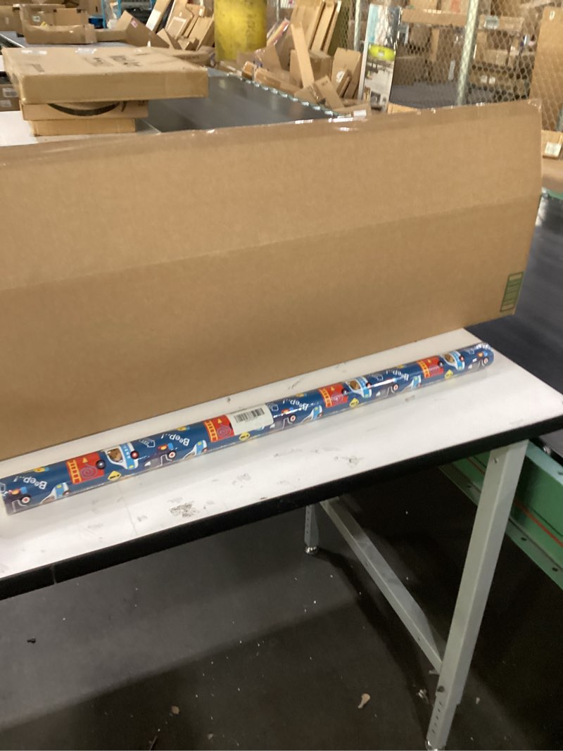 Condition photo showing New/Like New for WRAPAHOLIC 30 Inch Car Wrapping Paper Roll - 30 Inch x 33 Feet - Adorable Police Car Fire Trucks Ani