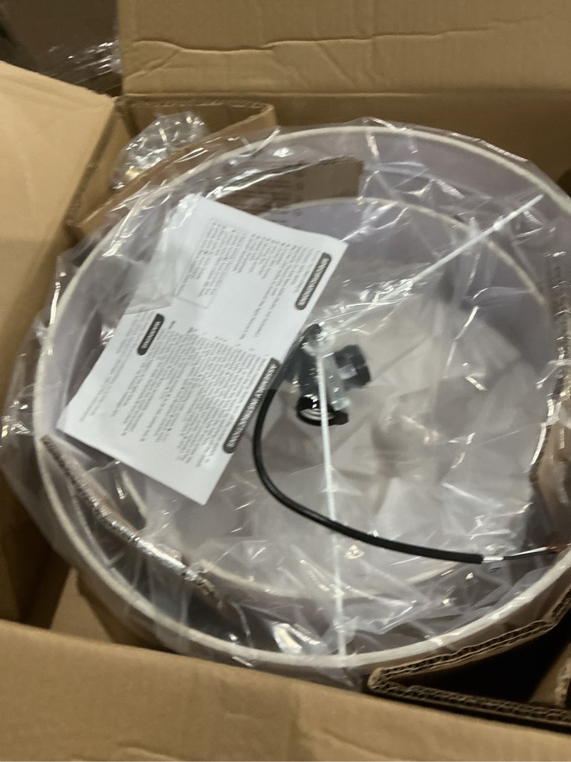 Condition photo showing Good Condition for 16.5'' semi flush mount ceiling light, 3-light gold ceiling light fixtures, farmhouse close to ceiling light with linen shade, modern drum ceiling light for living room/hallway/bedroom/dining room beige linen