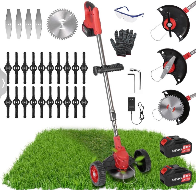 Electric Weed Wacker Eater Cordless, Weed Trimmer Battery Powered with 2 21V/2.0Ah Battery Operated 
