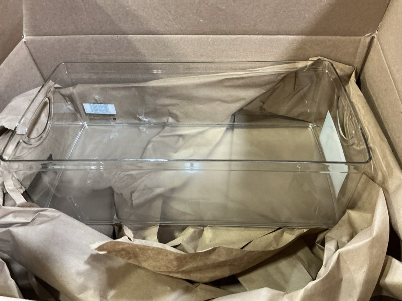 Condition photo showing Good Condition for idesign stackable clear plastic extra long storage bin, organizer for kitchen cabinet or pantry pack of 1