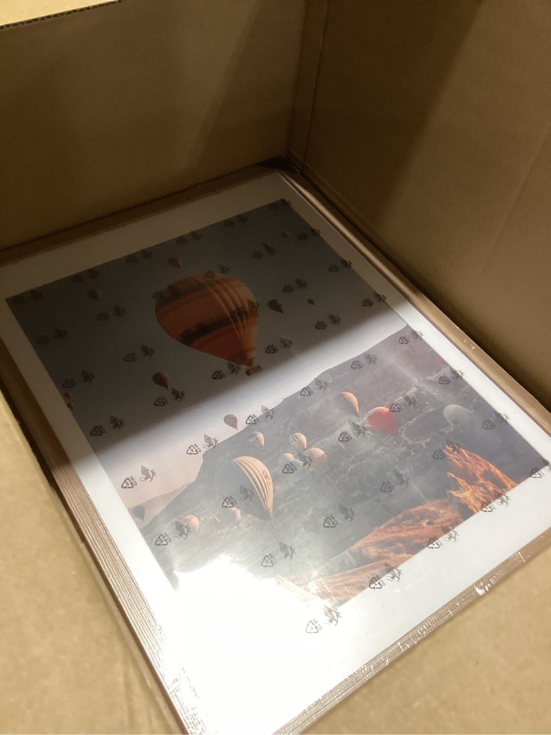 Condition photo showing Good Condition for 18x24 picture frame with 16x20 mat, display photo 16x20 with mat or 18 x 24 without mat, wall hanging large 18 by 24 poster frame with plexiglass, rustic brown rustic brown 18x24 inch