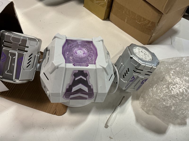 Condition photo showing Good Condition for gogonova bubble machine, 30000+ bubbles/min rechargeable kids bubble machine, big bubble blower maker, 360° auto rotation & 2 speeds, 7-color led lights, mecha overlord white