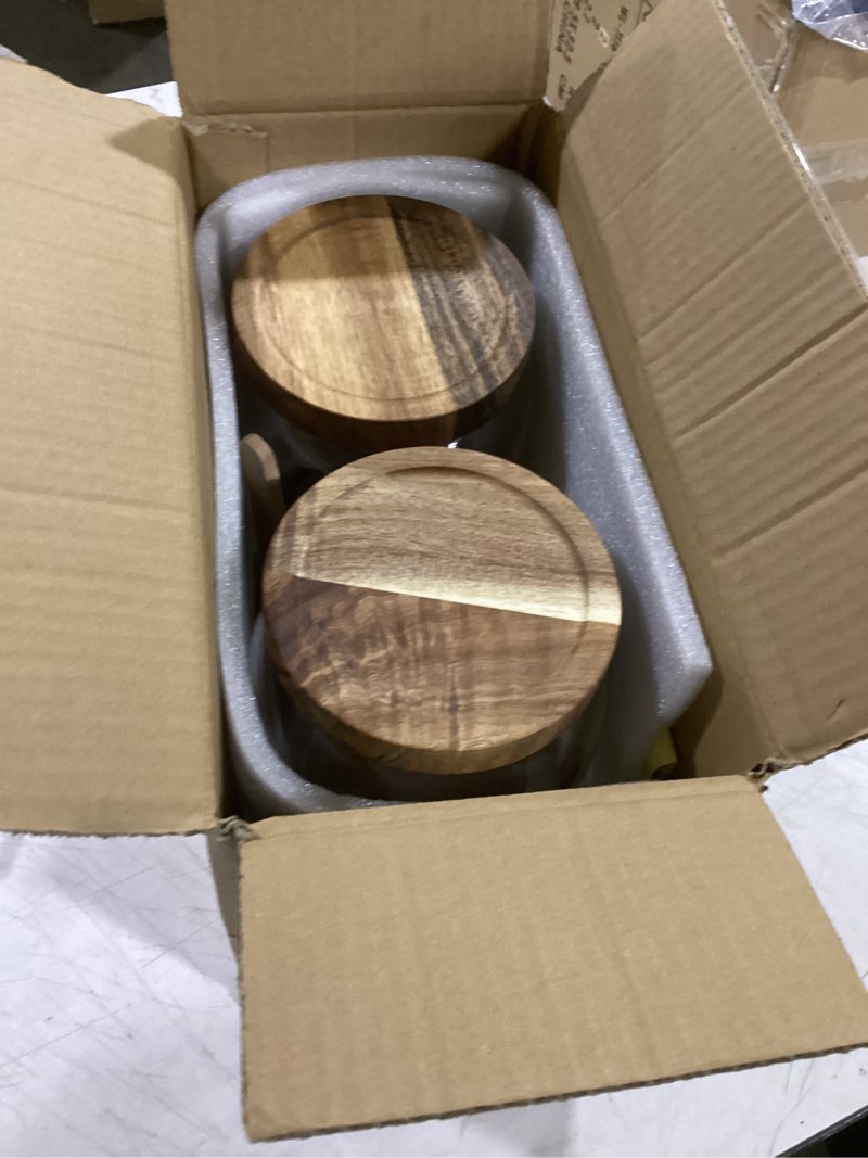 Condition photo showing Good Condition for yutrenn large glass jars with airtight wood lid and spoon flour container food glass jar for kitchen storage canisters for tea, spice, egg, coffee, storage jar sets (75 oz, 2200ml) ausgj03a