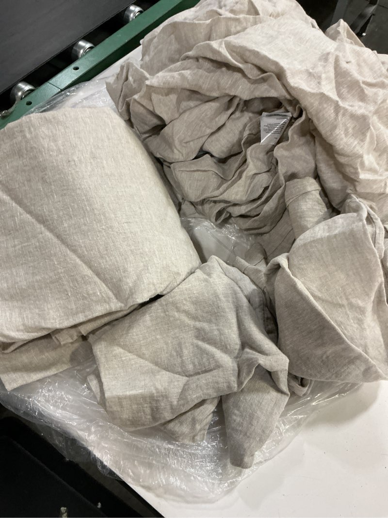 Condition photo showing Good Condition for quince, simple&opulence 100% pure linen sheet set queen size, natural french flax solid color 4 pcs washed breathable, farmhouse bedding (1 flat sheet,1 fitted sheet,2 pillowcases)-embroidery linen