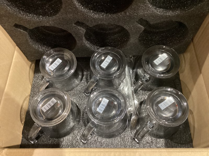 Condition photo showing Good Condition for Mfacoy Glass Coffee Mugs Set of 4, Clear Large Coffee Mug 15 Oz With Handles for Hot Beverages, Clear Mugs for Tea, Cappuccino, Latte, Espresso Coffee, Juice, Glass Coffee Cups | Large Coffee Mug, With Handles, for Hot Beverages, Clear Mugs, for Tea, Cappuccino 4 Pack