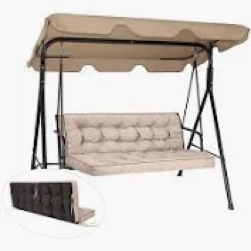 DANGHOOGY Porch Swing Cushions, Waterproof Outdoor Swing Cushions for Patio Furniture with Backresk,