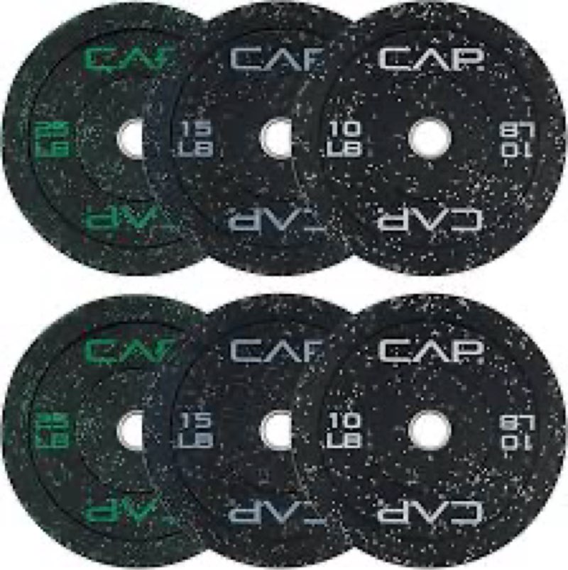 (25lb)CAP Barbell 2-Inch Olympic Bumper Plate Weight Set | 100-370 lbs | Multiple Options ECONOMY 