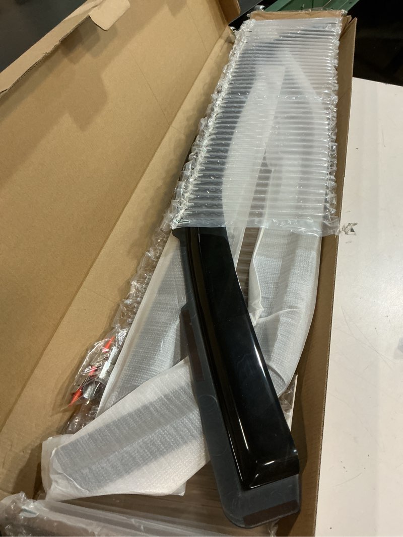 Condition photo showing As Is for tuningpros wd2-759 dark smoke 4 pcs set window visor (outside mount) deflector rain guard compatible with 2012-2016 chevrolet sonic hatchback dark smoke compatible with chevy sonic hatchback 2012-2016