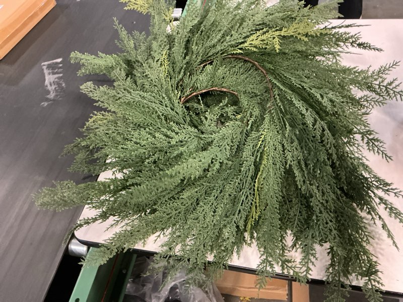 Condition photo showing Good Condition for 18" Faux Cedar Christmas Wreath - Real Touch Norfolk Pine, Evergreen, Cypress for Front Door or Window