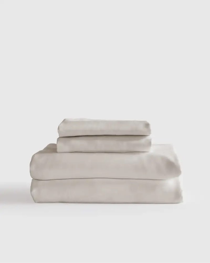 Quince Luxury Organic Sateen Fitted Sheet Set of 4 pieces sand Queen