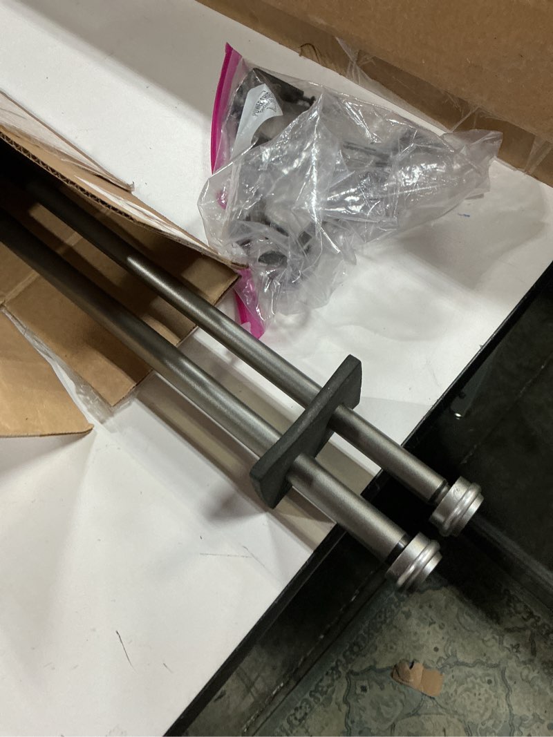 Condition photo showing Good Condition for exclusive home topper double curtain rod and finial set, gunmetal, 36"-72" gunmetal 36"-72"