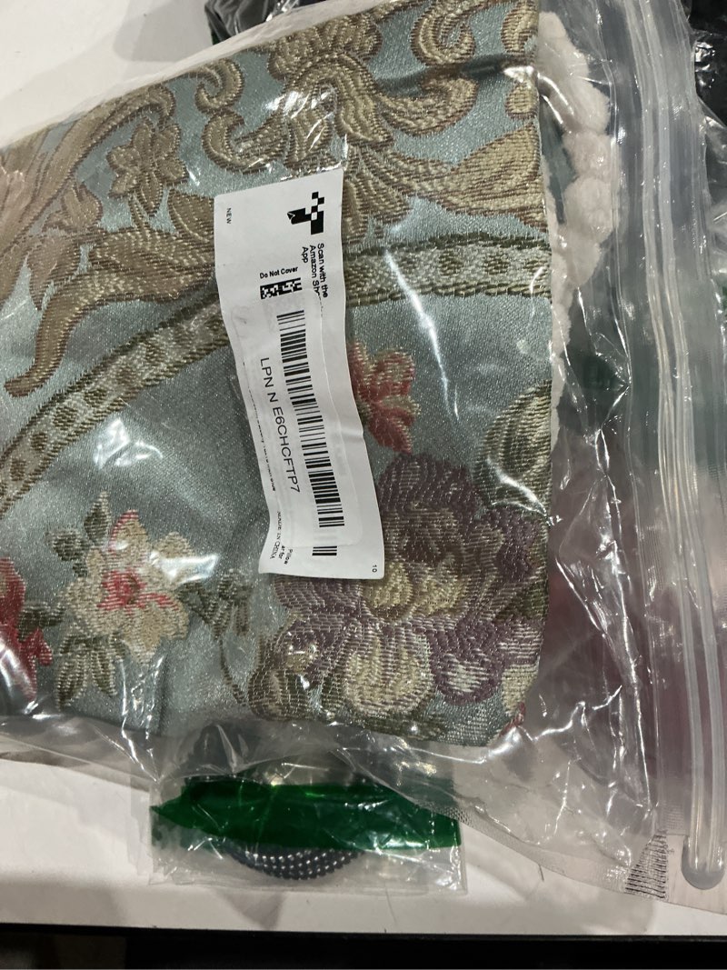 Condition photo showing Good Condition for szhelejiam pillow covers set of 2, jacquard vintage embroidered pillow cover, soft comfortable to the touch sofa decorative cushion cover for living room, bedroom, balcony 18.8x18.8 inch blue