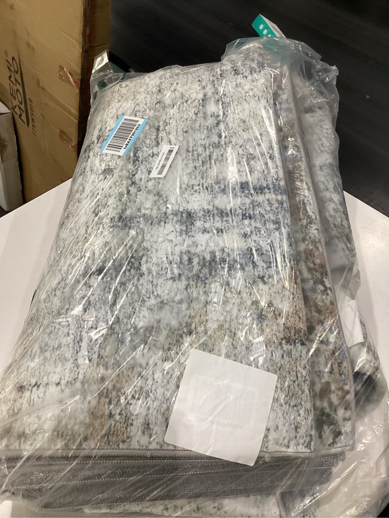 Condition photo showing Good Condition for mxsanyoo 8x10 area rugs washable rug: abstract neutral rugs modern non slip area rug stain resistant low pile indoor carpet for dining room bedroom nursery office (multi blue, 8'x10') multi blue 8' x 10' (rectangular)