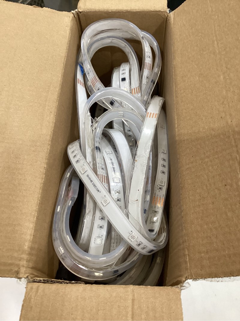 Condition photo showing As Is for 300ft outdoor led strip lights waterproof,ip68 outside led light strips waterproof with app/remote control,music led rope lights for bedroom roof garden staircase parties?2 rolls of 150ft?