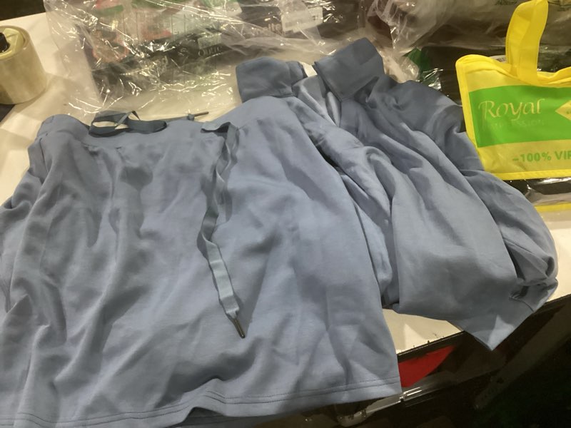 Condition photo showing Good Condition for Casly Lamiit Two Piece Sets for Women 2024 Casual Tracksuit Sweatshirt Skorts Matching Set Lounge Tennis Jogger Sweat Suit Grey Blue Medium