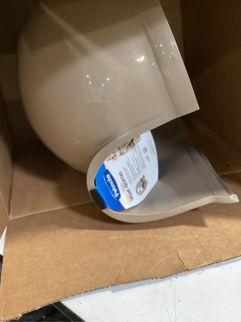 Condition photo showing As Is for petmate booda clean step cat litter box dome (made in the usa with 95% recycled materials)- pearl white, made in usa cleanstep litter box pearl white