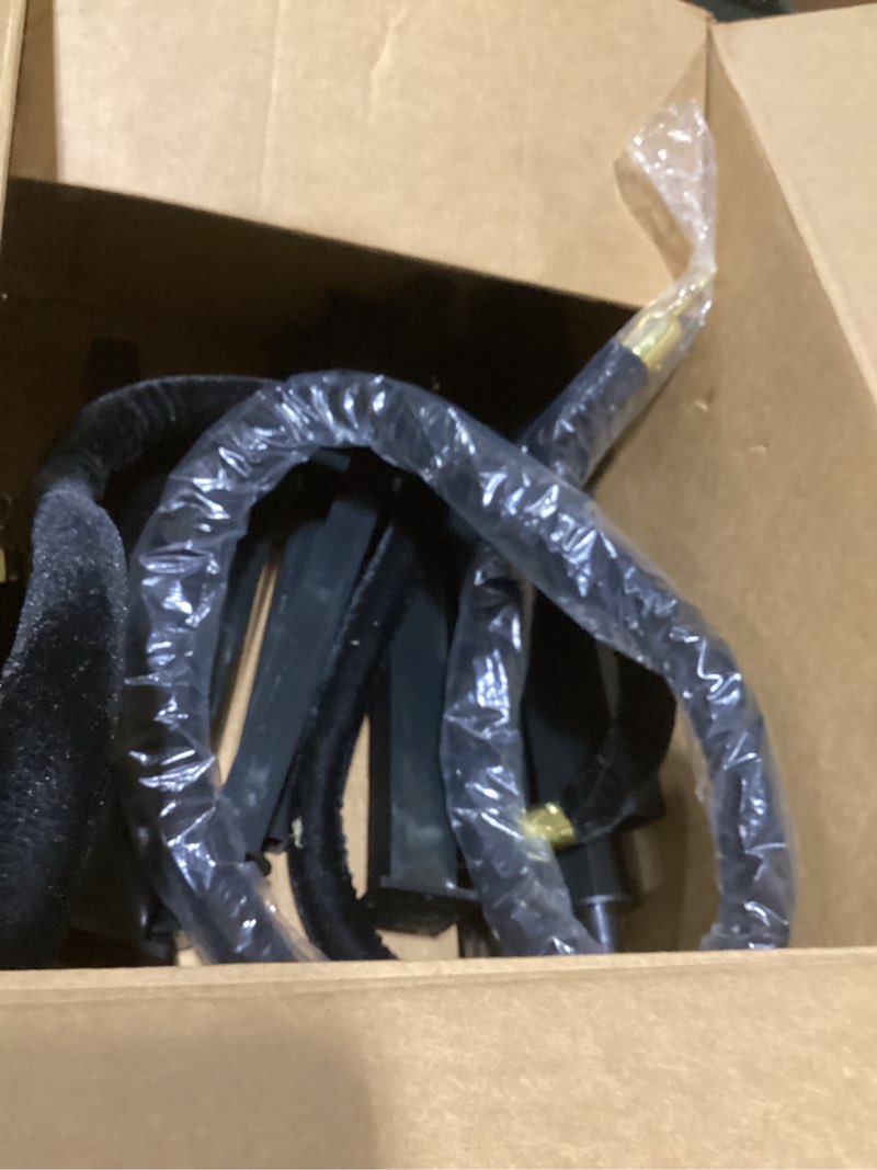 Condition photo showing As Is for 2 pack stanchions post with velvet rope, heavy duty metal posts with weighted base, crowd control barriers & poles for red carpet, movie theater, event, party supplies (black) 4 pack black