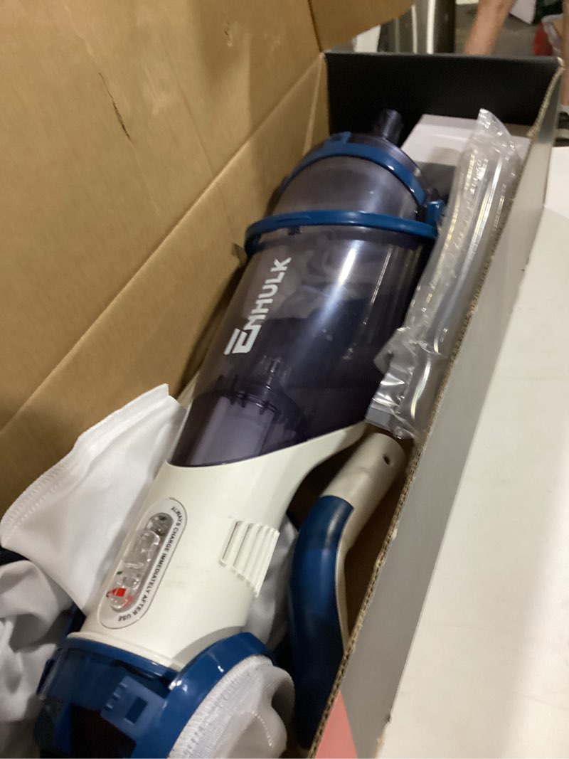 Condition photo showing Good Condition for pool vacuum for above ground pool with a telescopic pole, running time up to 1h, handheld rechargeable pool cleaner with powerful suction up to 18.5 gallons/min, ideal for leaves & debris, pc10 pc10 blue