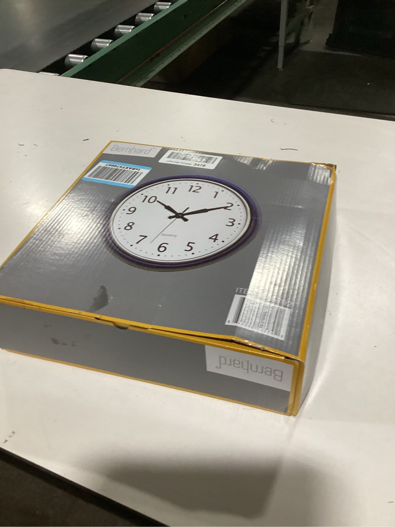 Bernhard Products Retro Wall Clock 12 Inch Navy Blue Kitchen 50's Vintage Design Round Silent Non-Ti