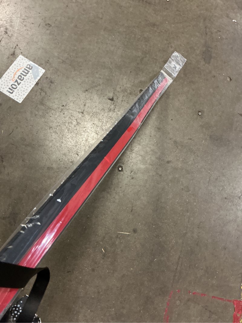 Condition photo showing As Is for baining metal door draft stopper, 43.5 inch under door sweep bottom blocker seal strip, aluminium sweeps anti mouse bite, black