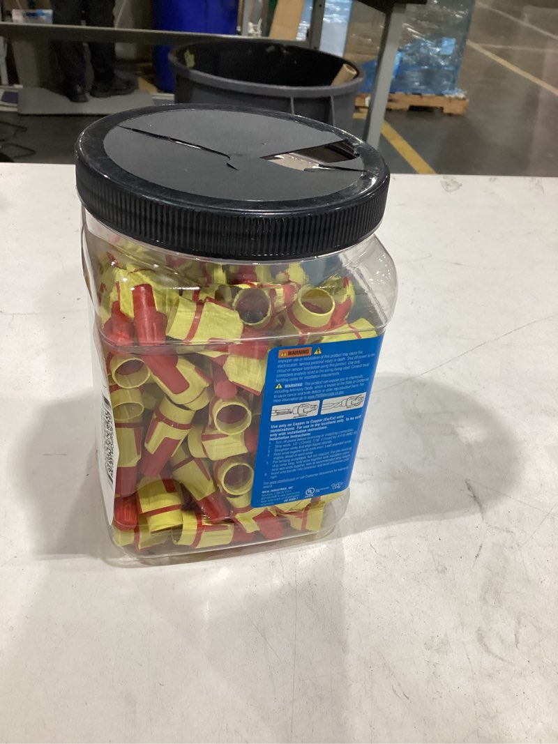 Condition photo showing As Is for twister proflex red/yellow wire connector, jar of 100