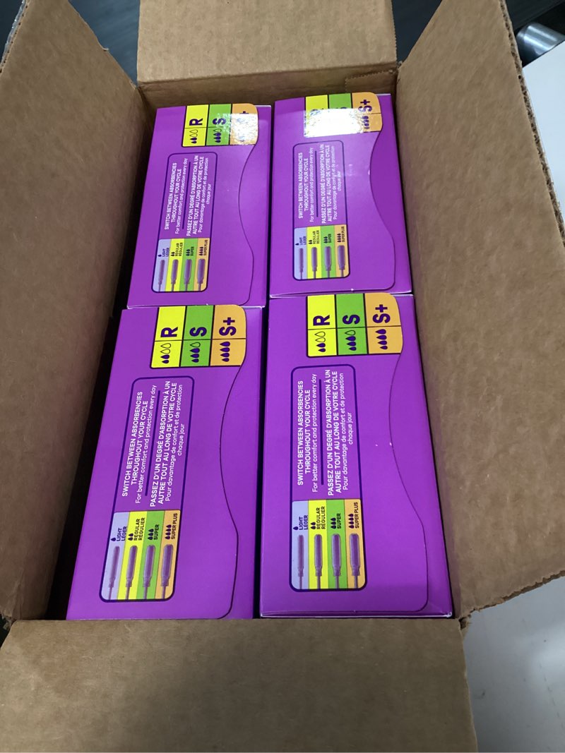 Condition photo showing New/Like New for tampax radiant tampons for women multipack, with leakguard braid, regular/super/super plus absorbency, unscented, 112 count (4 packs of 28)